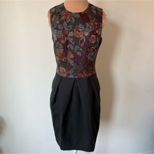Etro Wool Mixed Media Woven Floral Sleeveless Sheath Dress EUC Size IT 40 US 4
